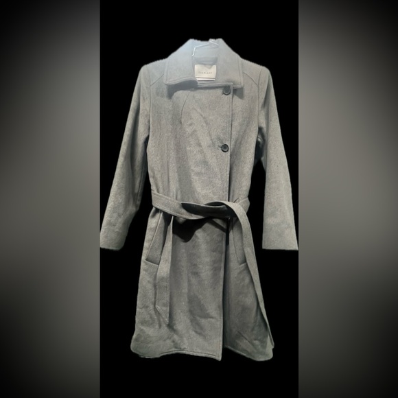 Everlane Charcoal Belted Coat Size Small - Picture 3 of 9